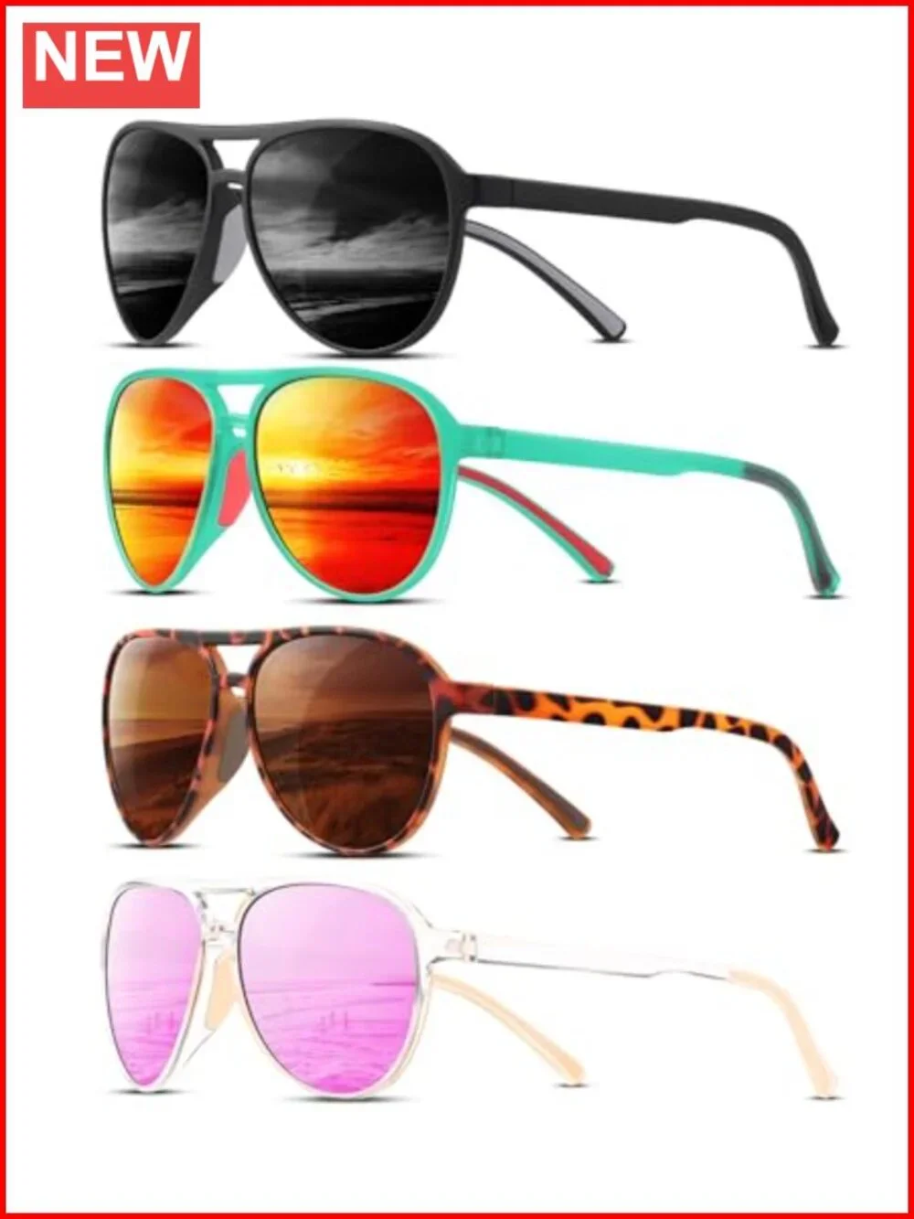 Polarized Aviator Sunglasses UV400 Protection Sports Style Unisex